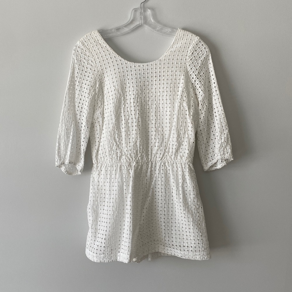 White eyelet romper